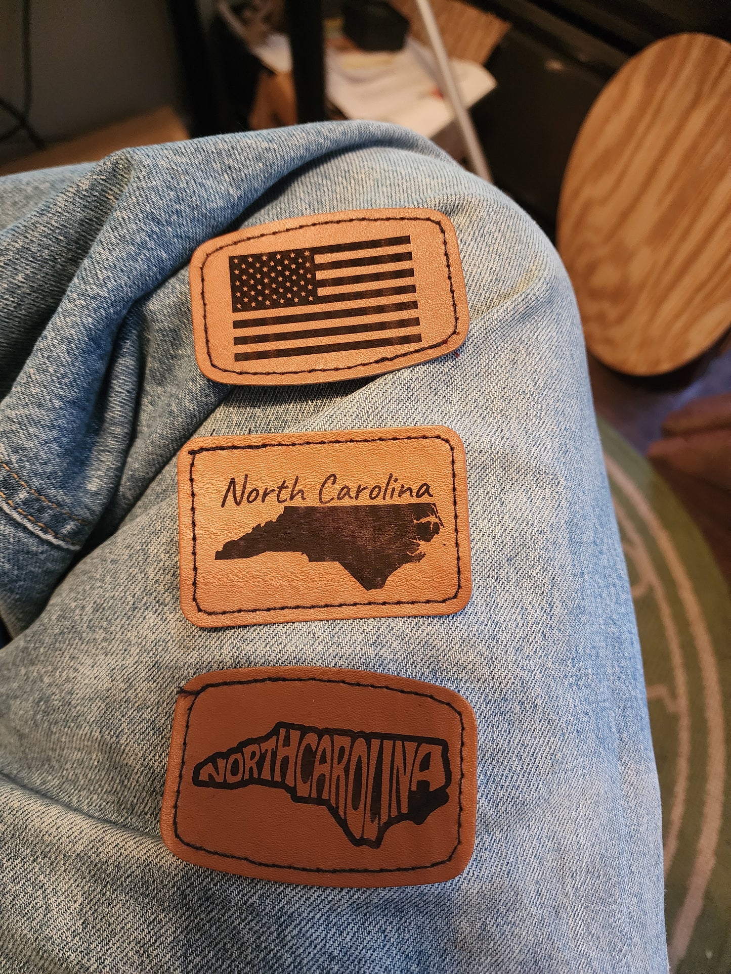 Leather heat press patches